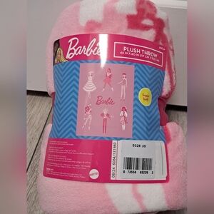 Barbie Pink and White Plush Throw